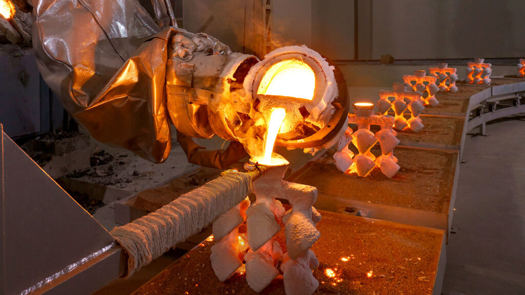 Robotic Metal Pouring Process at Shilpan Steelcast's Investment Casting Foundry in Rajkot